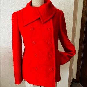 J Crew red wool peacoat